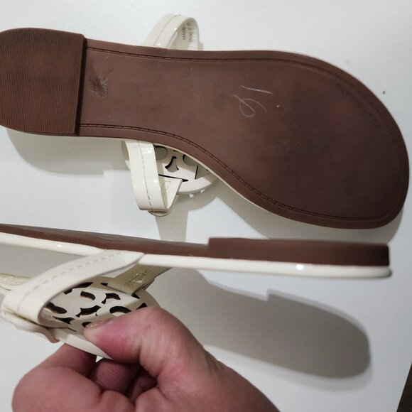 Tory Burch Miller Patent Soft Leather Sandals in Cream Women's Size 9.5 - Picture 10 of 12